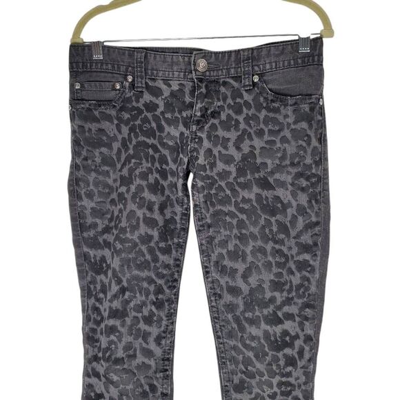 Express Zelda Slim Fit Ultra Low Rise Leopard Animal Print Jeans Black Size 4 - Picture 4 of 16